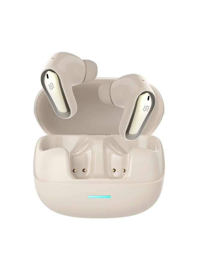 Soundtec Gravis True Wireless Earbuds with Touch Control and Voice Assistant / Truewireless Headphones / Immersive Audio / Hands-Free Headphones - Cream